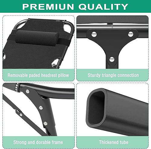 Miniatura 7 de NAIZEA Catres plegables para campamento, sillas plegables ajustables, silla reclinable, catre plegable, portátil, para exteriores, para bronceado