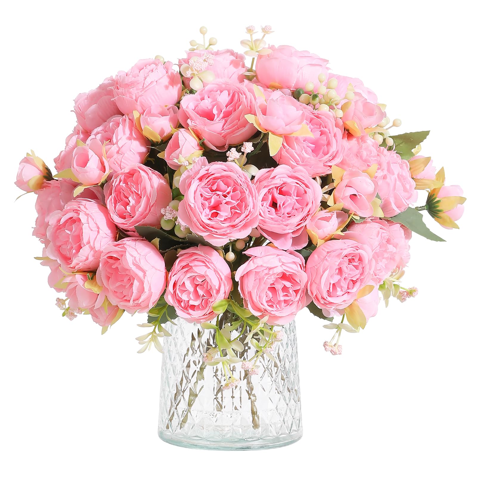 Hobyhoon 8 Bunches Peony Artificial Flowers for Decoration Faux Roses Fake Bouquet Real Touch Silk Flores Artificiales for Vase Wedding Home Décor (Light Pink 8pcs)