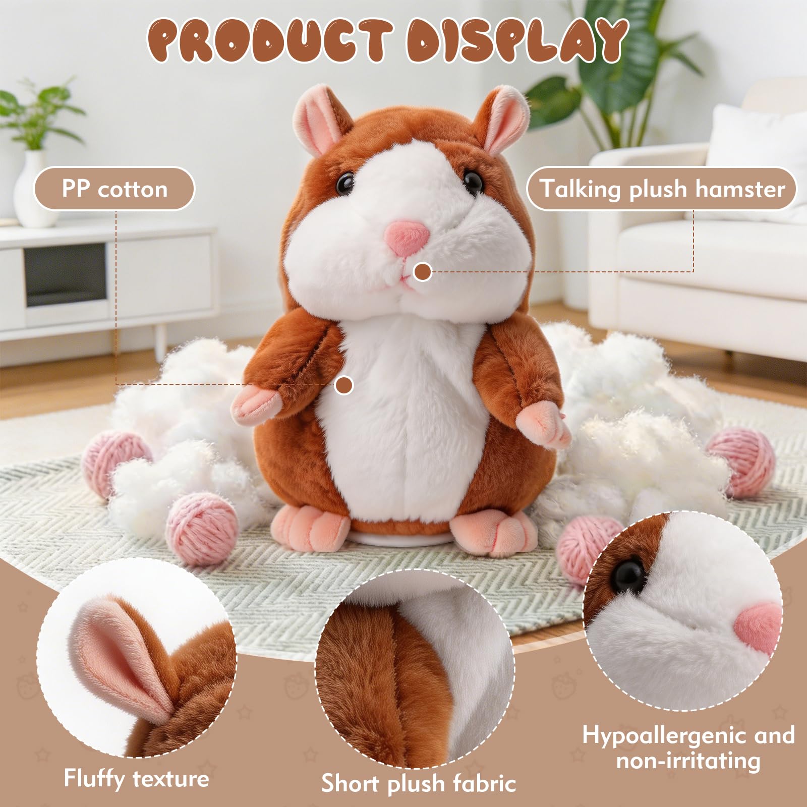 TaimeiMao Hámster Parlante,Hámster Hablando,Hamster Juguete Parlante,hámster Parlante de Peluche,hámsters Interactivo,Interactivo Juguetes de Felpa, Cumpleaños