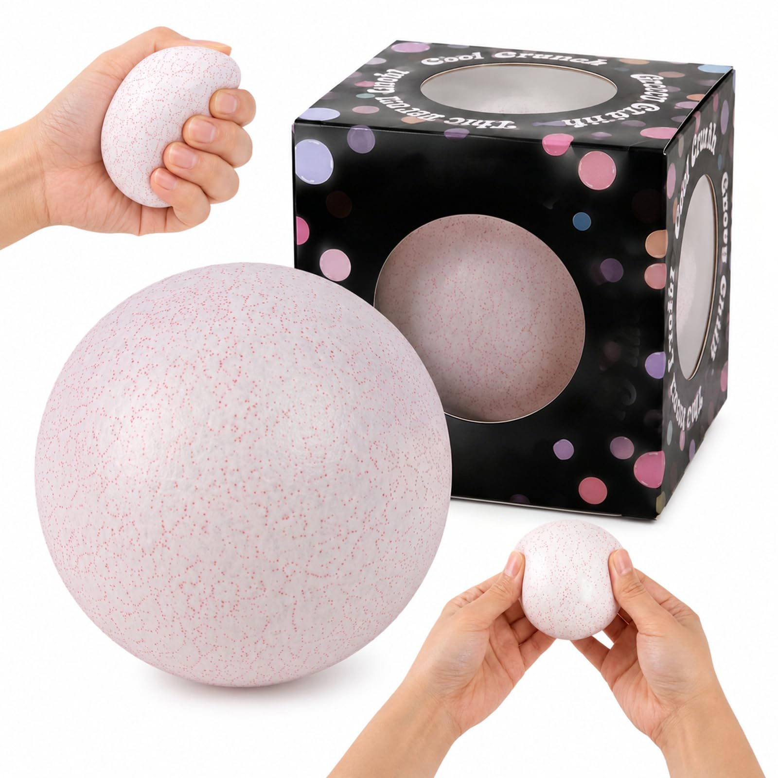Snowball Squishy,Snowballs Crunchy Squishy, Stress Fuzz Ball Pressure Relief Toy With Snowflakes Inside, Hand Relax Squeeze Toy for Anxiety Relief, Goodie Bag Stuffers, Desk Decor(2.5 Inch)
