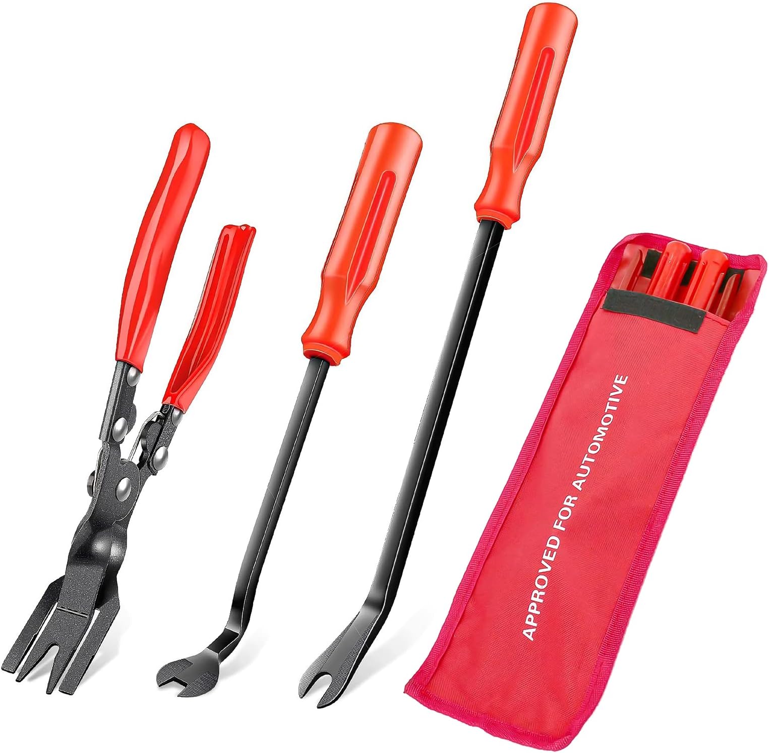 3 Pcs Clip Pliers & Fastener Removal Tool, Clip Remover Tool, Auto Trim Removal Tool Kit, Auto Upholstery Combo Repair Kit with Storage Bag for Car Door Panel Dashboard, Pop Clip Removal Tool