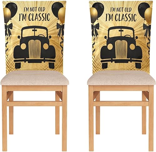 Decor Retro 70s Car Gold Black Chair Seat Cover Washable for Home Decor Set of 2 Decorative Club Chair Slipcover protectores de sillas para comedor