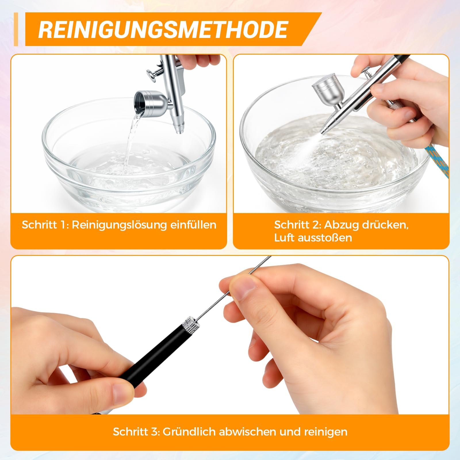 Airbrush Set mit Kompressor 40 PSI Double Action 3 Düsengrößen 0,2/0,3/0,5 mm für Modellbau