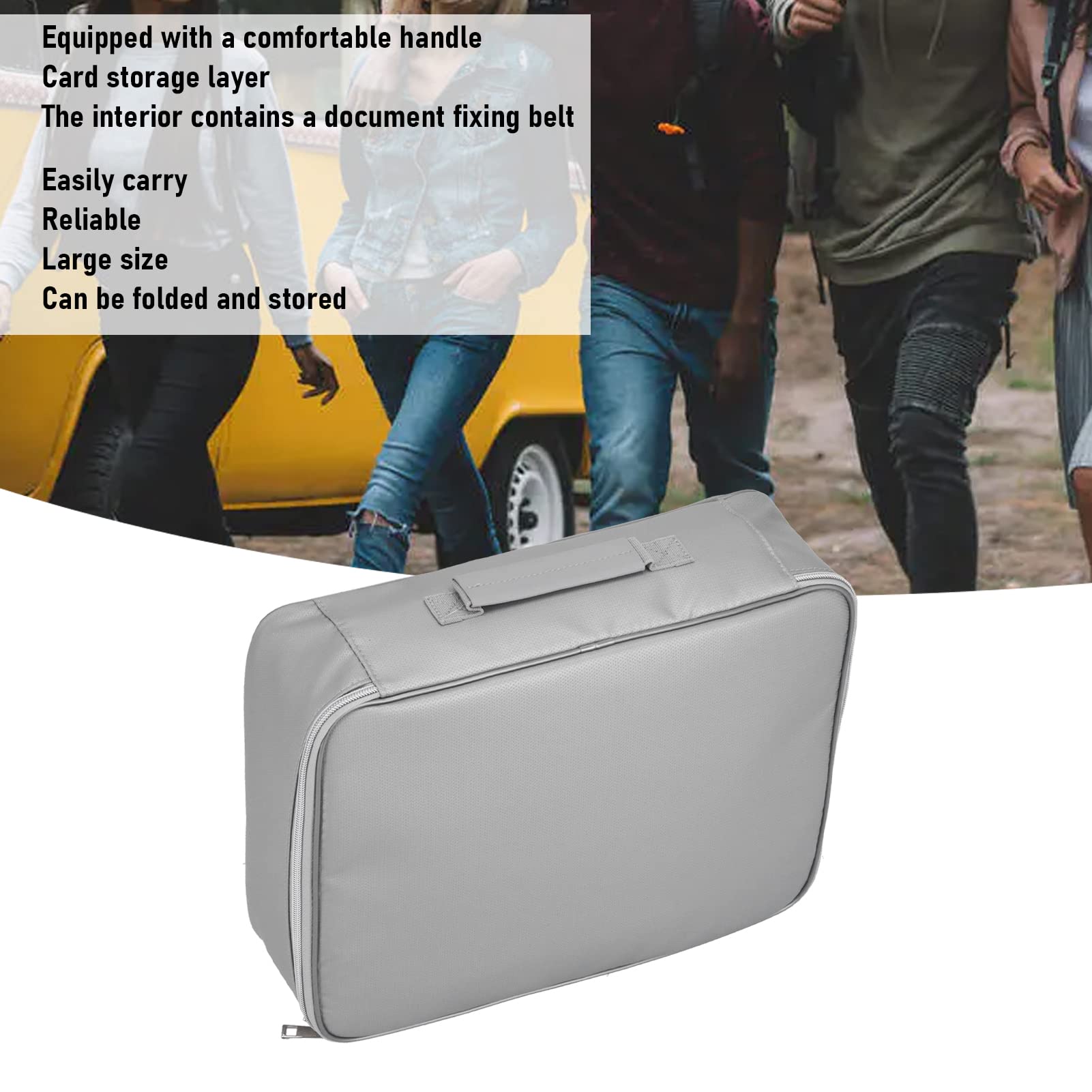 Cyrank Bolsas organizadoras de Archivos, Bolsa de Documentos ignífuga, Bolsa de Documentos ignífuga, Impermeable, portátil, de Gran tamaño, Organizador de Archivos de múltiples Capas(Plata)