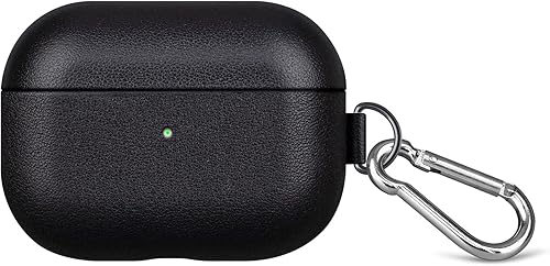 Miniatura 2 de Lopie Funda de piel hecha a mano para AirPods Pro con llavero, totalmente envuelta con funda de cuero de grano completo, funda portátil a prueba de