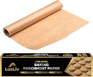 LuxLiv® Unbleached Brown Parchment Paper Roll – Natural Non-Stick Baking Paper, Heavy Duty & Greaseproof, Oven & Air Fryer Safe Baking Roll for Cookies, Bread & Cooking – 30cm x 50m