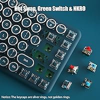 Vista 4 de Teclado de máquina de escribir inalámbrico de 2.4 GHzBluetoothUSB-C Teclado mecánico para juegos con cable blanco cálido retroiluminado LED de 84