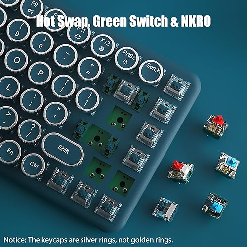 Miniatura 4 de Teclado de máquina de escribir inalámbrico de 2.4 GHzBluetoothUSB-C Teclado mecánico para juegos con cable blanco cálido retroiluminado LED de 84