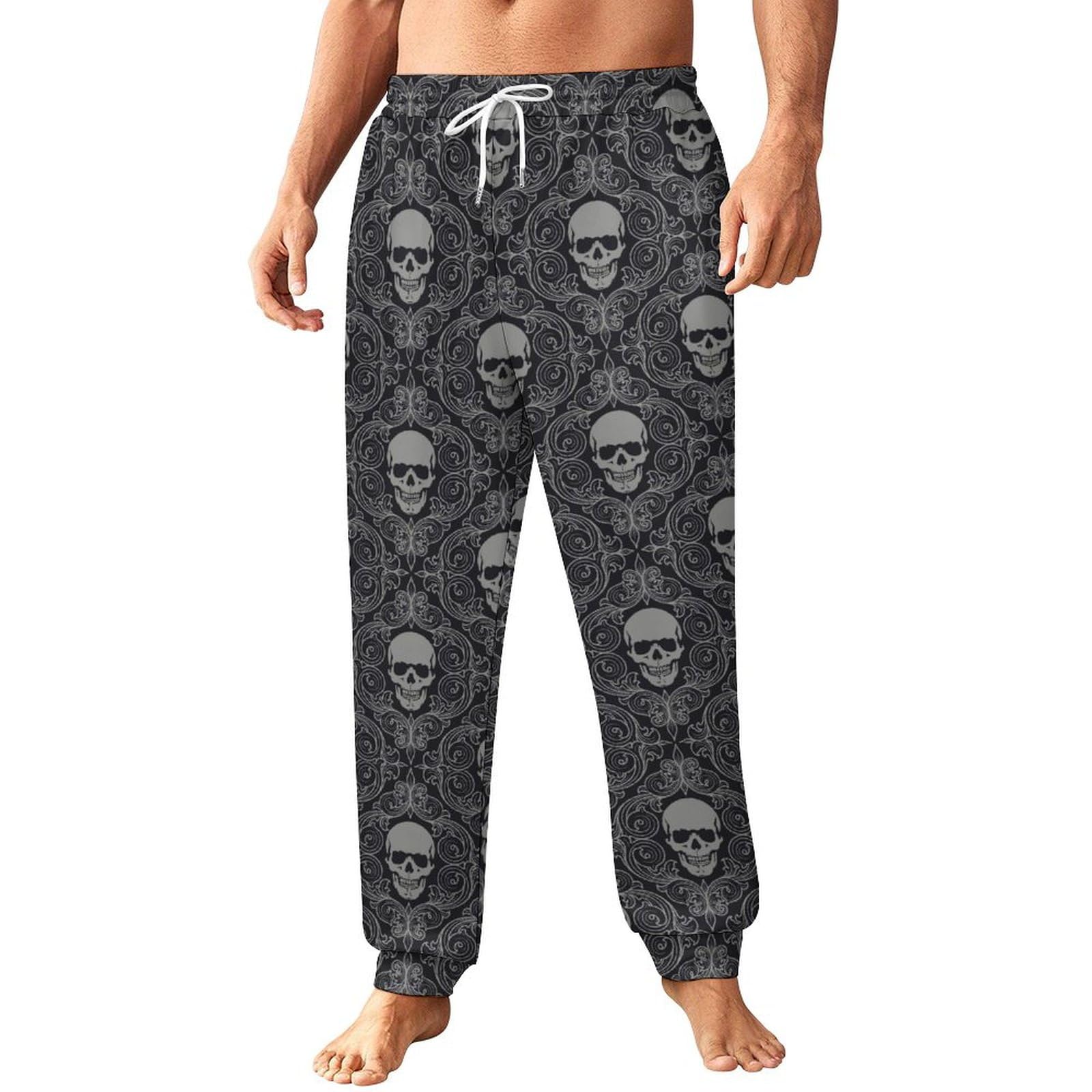 Lznjz Men's Pattern Serious Skull Sweatpants With Pockets, Joggers