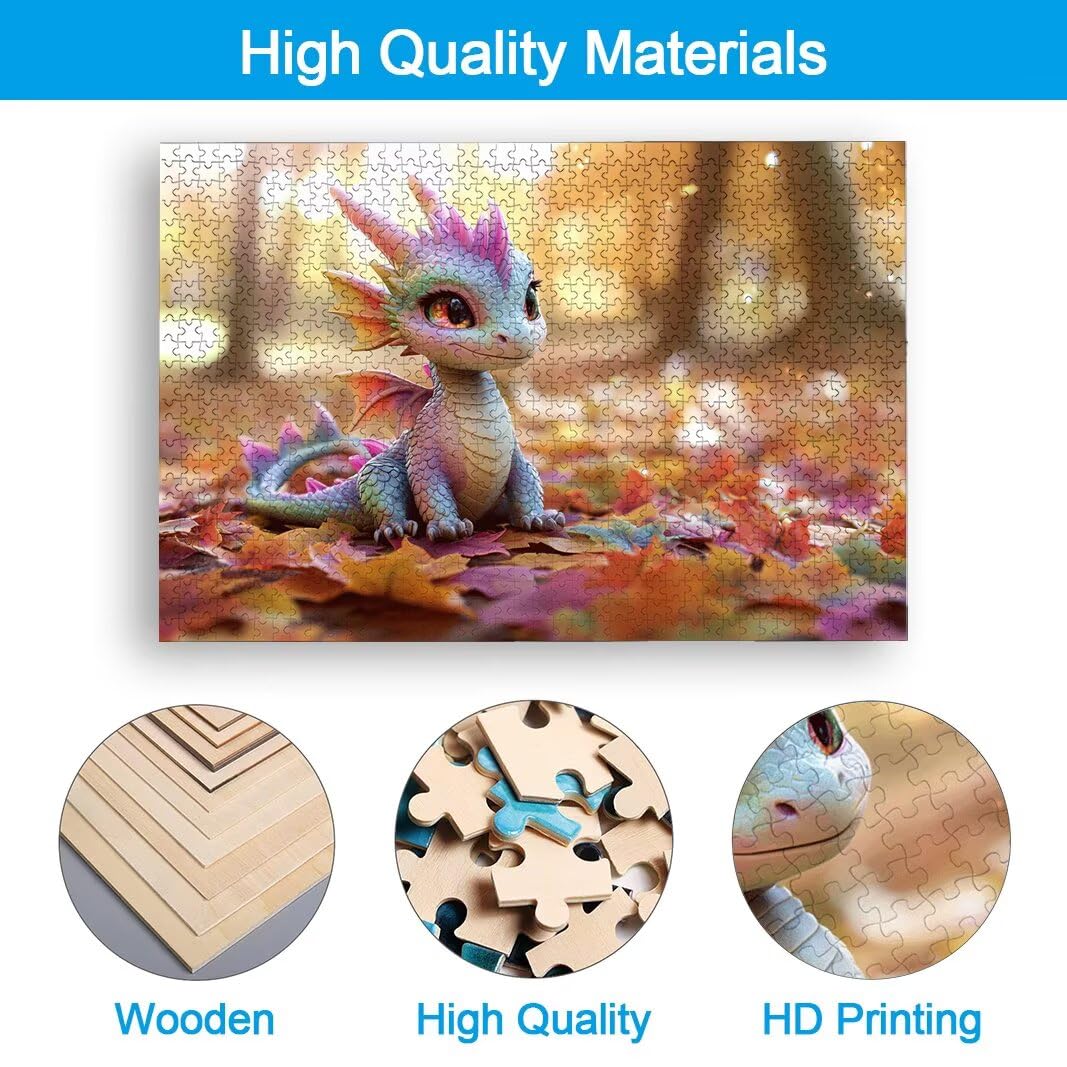 Puzzle 1000 Piezas, Puzzle Dragón de Madera para Adultos, Regalos -2182