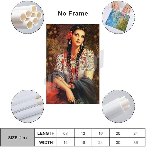 Miniatura 2 de MOJDI Póster de pintura artística de niña mexicana, póster vintage de arte mexicano, pósteres e impresiones de pintura en lienzo, cuadros artísticos