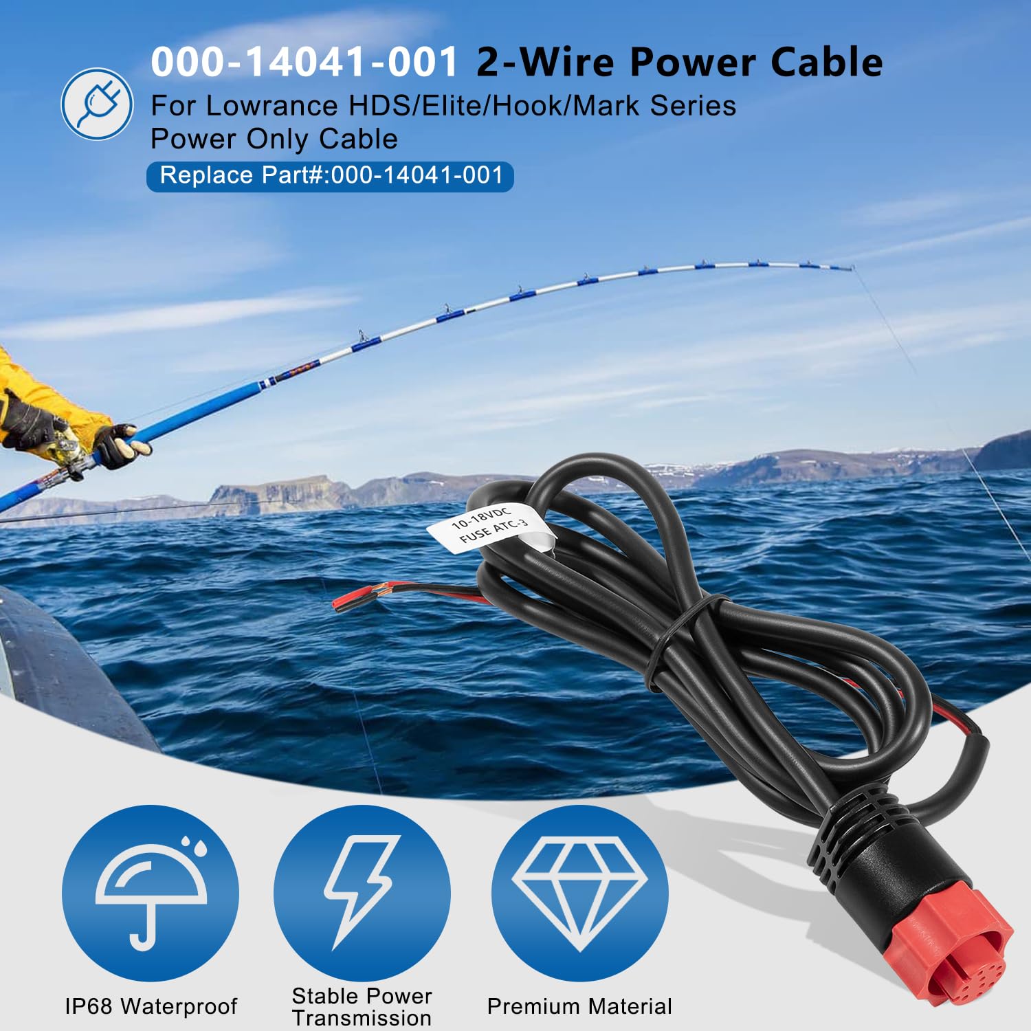 Amazon | 000-14041-001 電源ケーブル交換用、3フィート、2線式電源