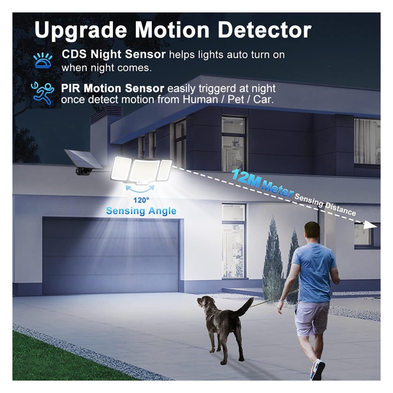 Focos solares LED 328 LED Lámpara Solar Al Aire Libre 128 Lámpara De Pared IP65 Focos Impermeables Lámpara Sensor De Movimiento Solar 3 Modos Luz De Calle Decoración De Jardín El ahorro de energía ( C