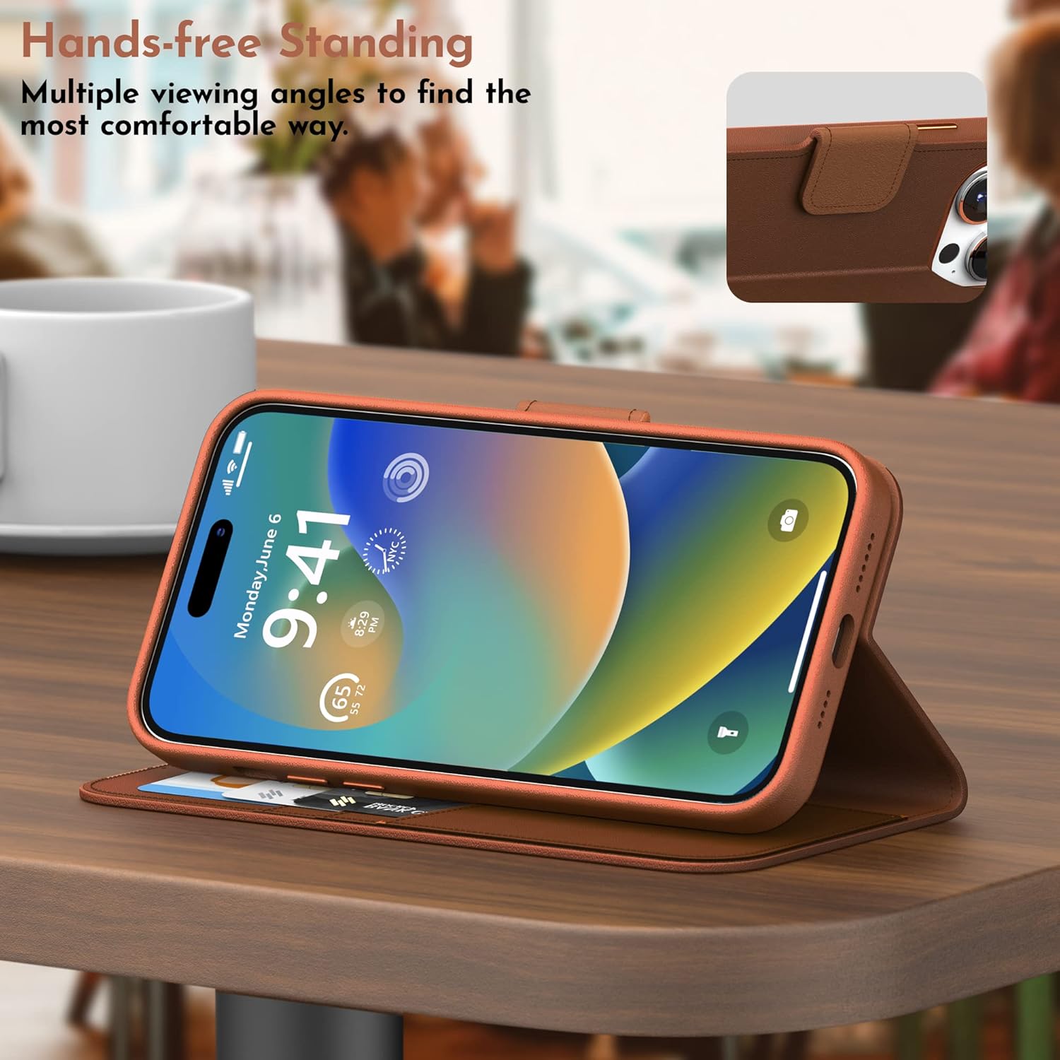 Wallet Case for Phone 14 Pro Max Case 6.7 Inch (2022), PU Leather Folio with [Magnetic Clasp] [Credit Card Slot] [Soft Microfiber Lining] Leather Inner Flip Stand Cover, Brown