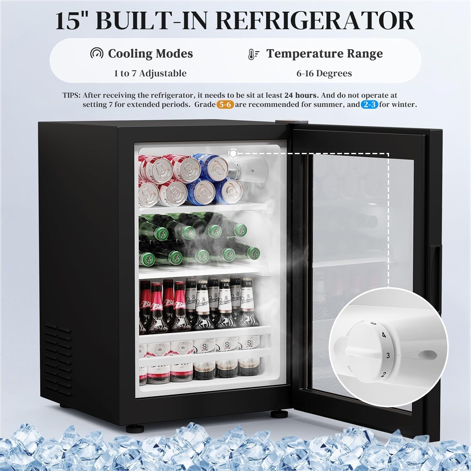 BROTTAR Meuble Bar à café avec réfrigérateur (Inclus), Grand Bar à Alcool avec lumières LED, Porte-Verres et casier à vin, Meuble à vin avec détecteur de présence, Buffet Enfilade pour la maiso