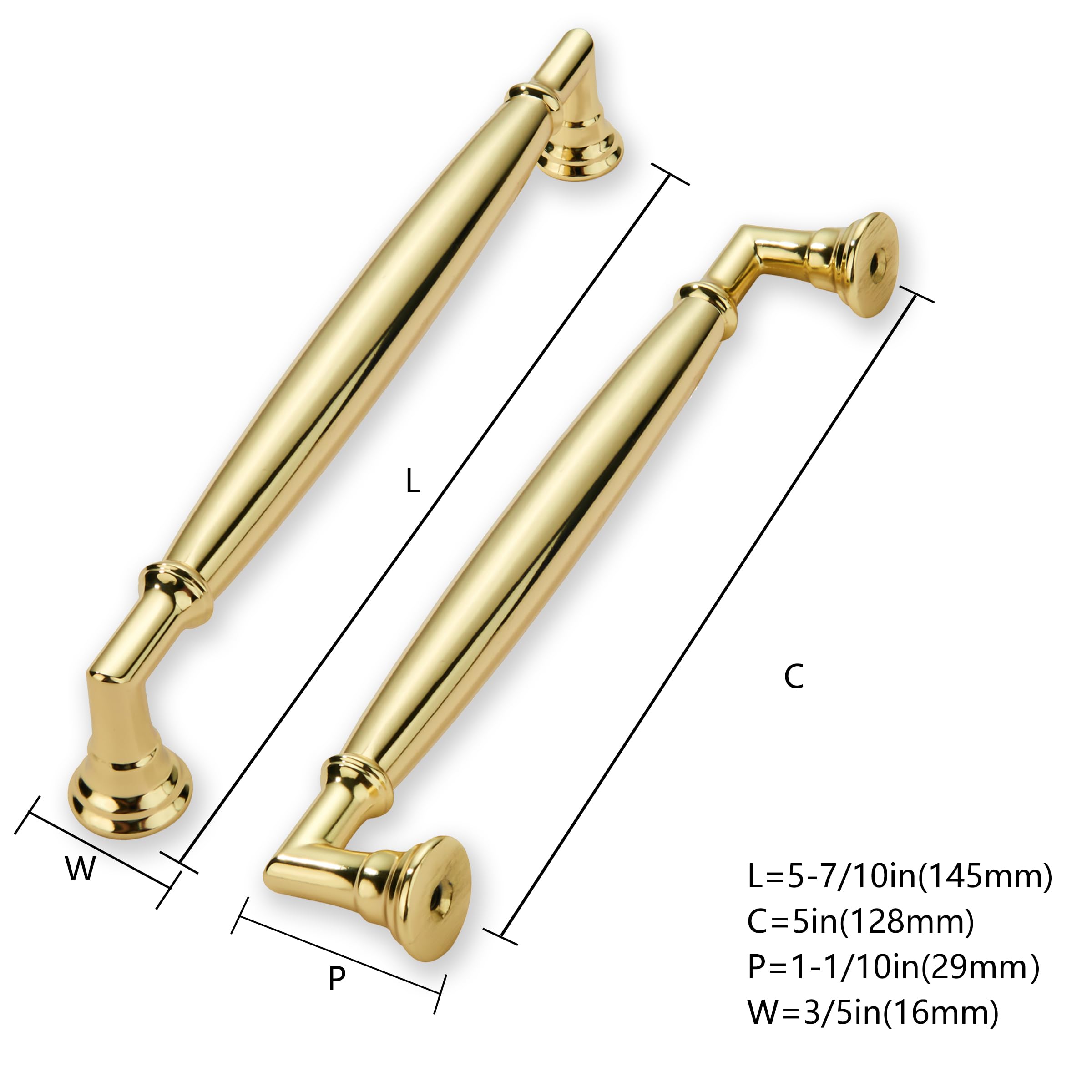 khtumeware Schrankgriffe, 128 mm, poliertes Messing, robust, für Küchenschränke, Schubladen, 10 Stück