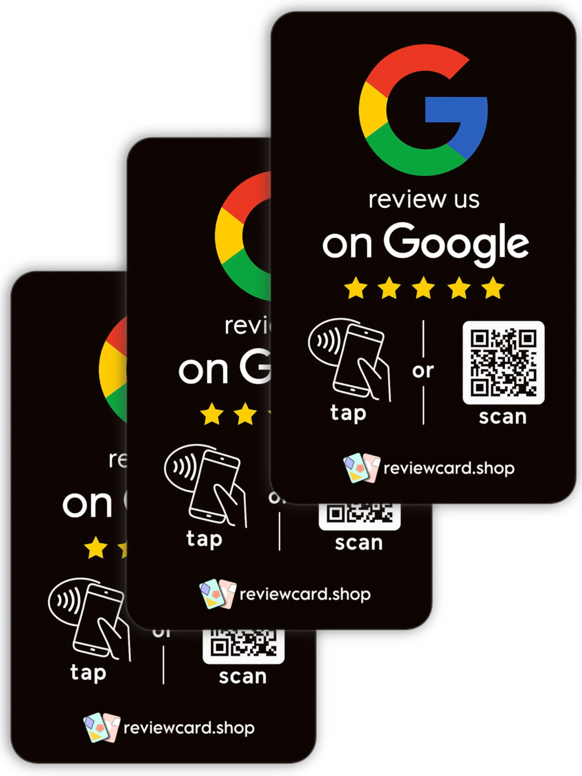 Google Review Card - Boost Sales, Rank Top in Search, NFC (Black, Bank Card (5 Pack))