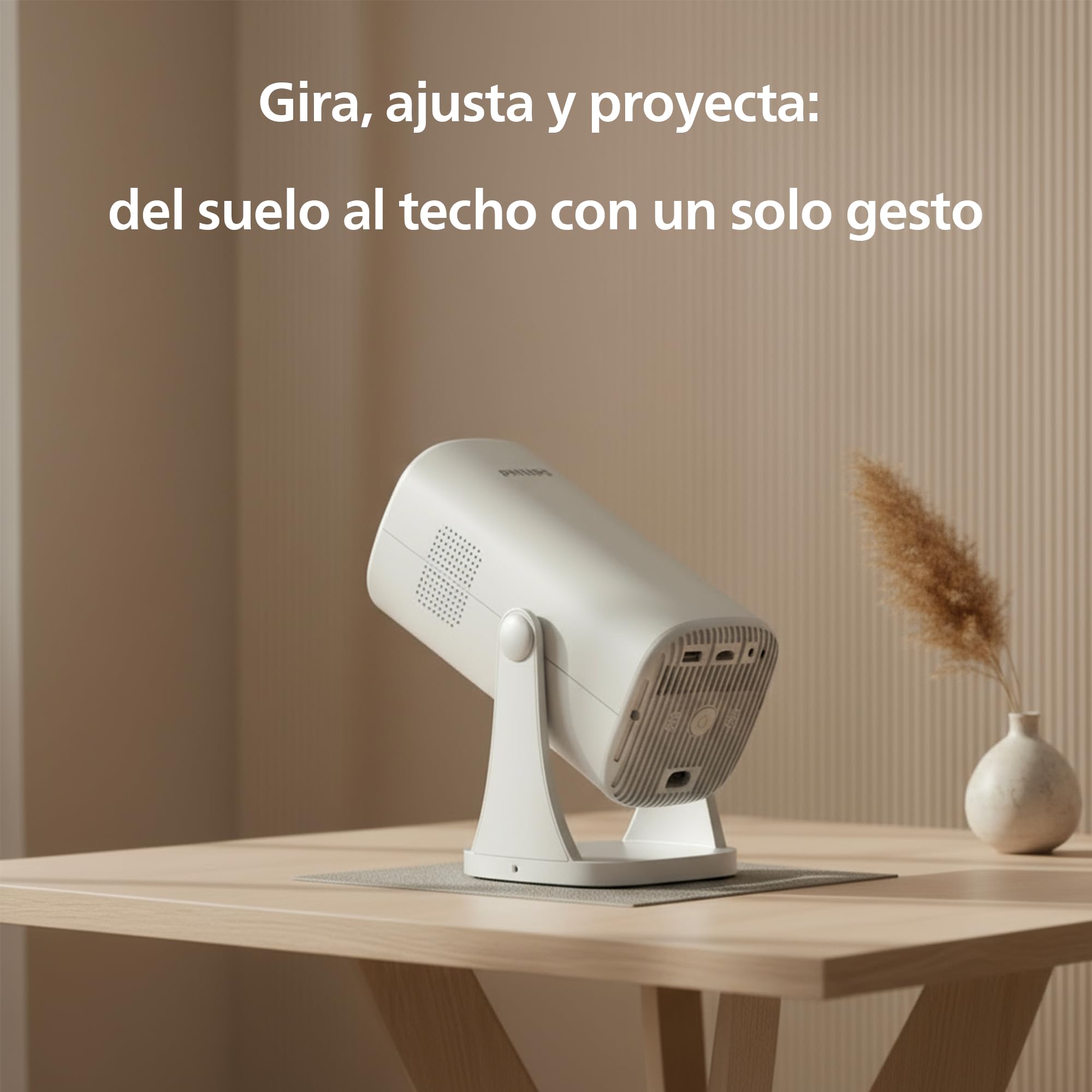 Philips, Neopix 244, Proyector de cine en casa, Full HD 1920x1080p, 250 lúmenes, fuente de luz LED, modo espejo, Wi-FI 6, sonido estéreo de 2x3 vatios, gris