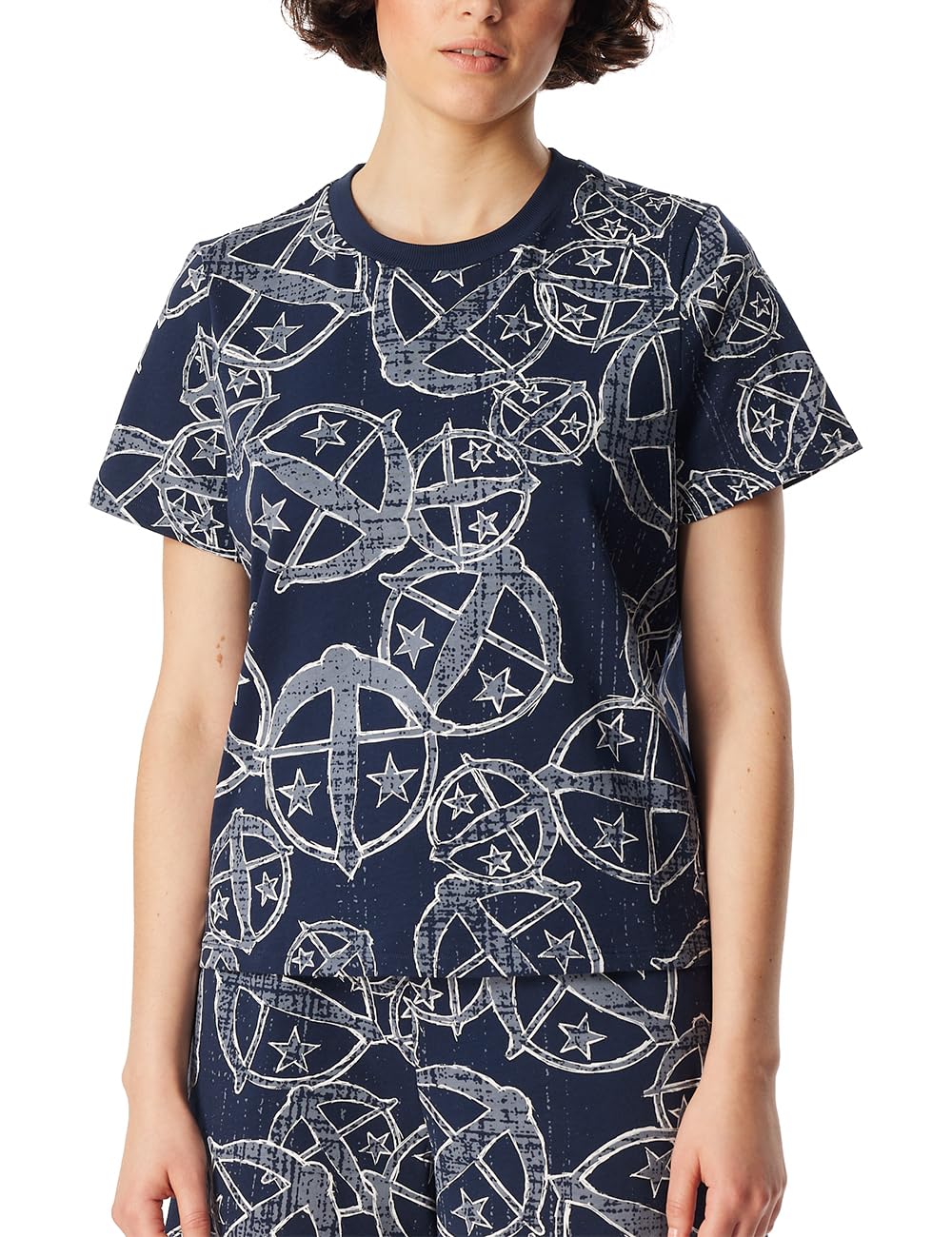 Schiesser Damen Schlafanzugoberteil Shirt Kurzarm - 183234