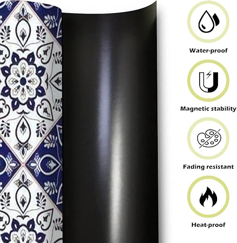 Miniatura 6 de Adhesivo magnético para lavavajillas, azulejos holandeses de Delft con adornos de flores azules y blancas, calcomanía magnética portuguesa para