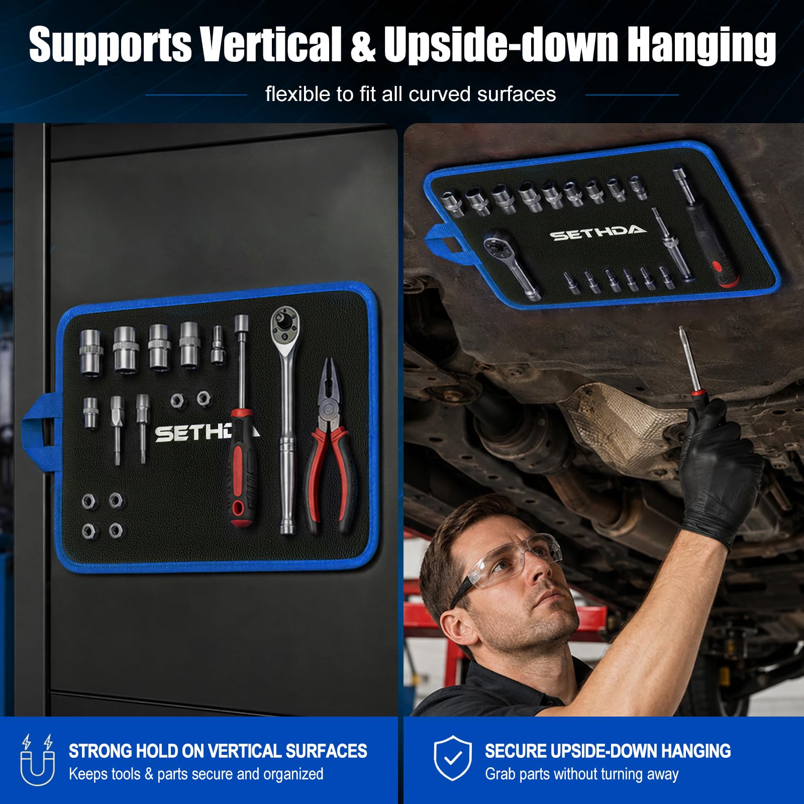 Tappetino magnetico per attrezzi, forte magnete che impedisce la | Con strumento magnetico per pick-up da 4,5 kg, morbido PVC antigraffio, impermeabile, facile da pulire per riparazioni auto e
