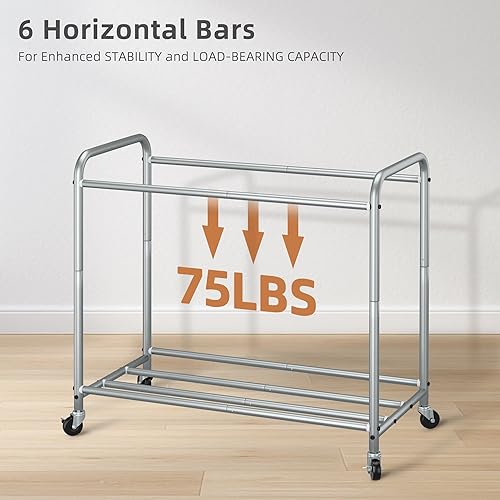 Vista 2 de STORAGE MANIAC Clasificador de ropa sucia de 3 secciones, carrito de lavandería de 35.6 galones (135 L) con ruedas resistentes con cerradura y Gris