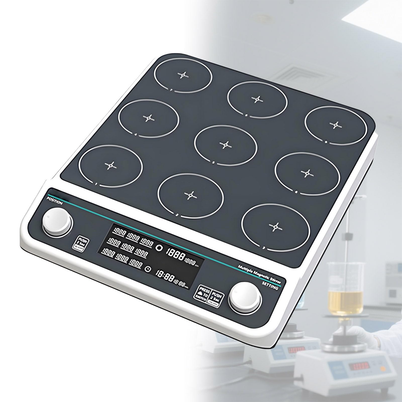 Mieszadło magnetyczne z wieloma mieszadłami cyfrowymi Podgrzewanie Mieszadło laboratoryjne o dużej pojemności Mieszadło magnetyczne Laboratoryjne mieszadło magnetyczne (MMS9)