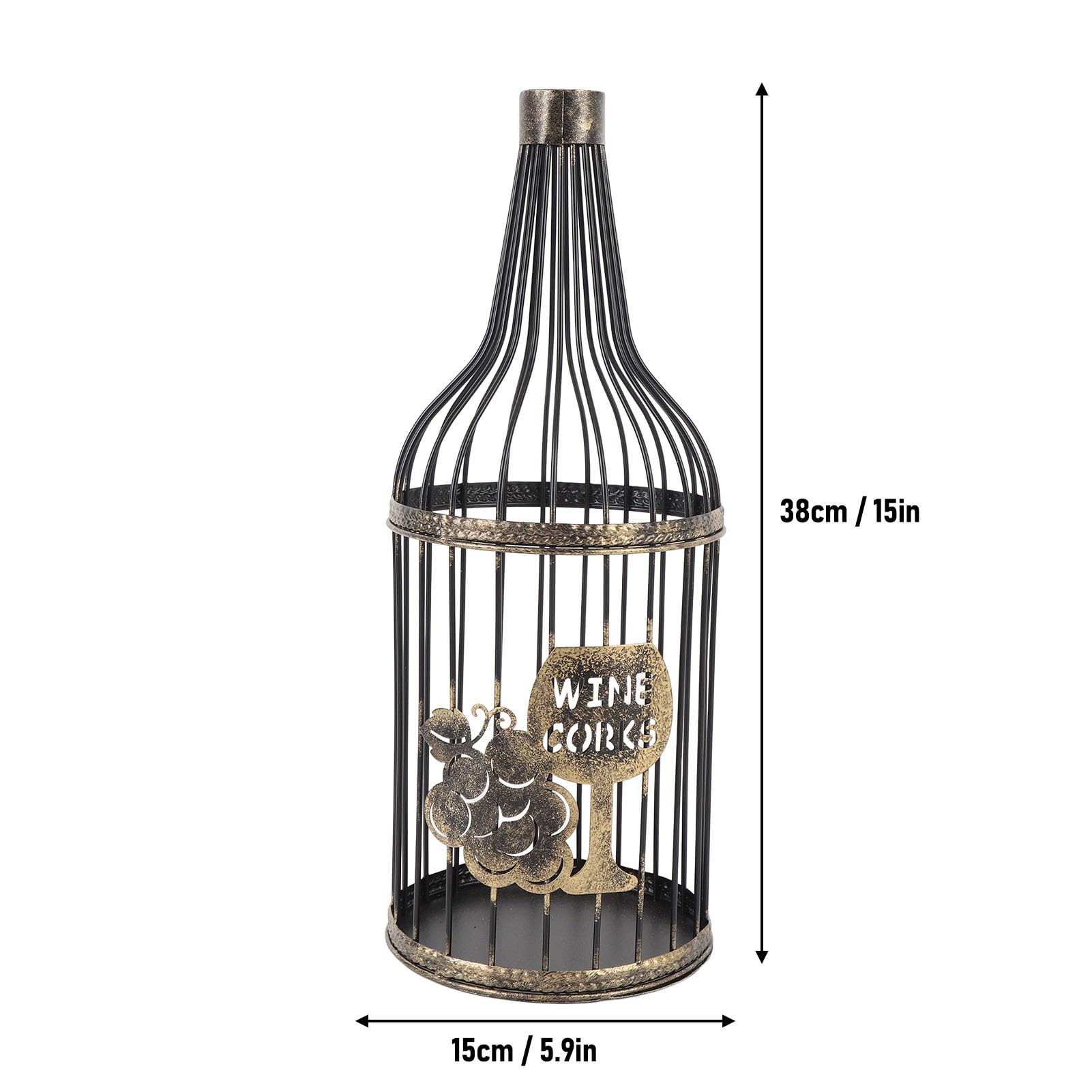 Luocute Portatappi per Vino in Metallo, Scatola Portaoggetti Decorativa in Sughero per Vino di Grande capacità, Fascino Rustico, Design Elegante, Contiene 60 Tappi di Sughero, Materiale