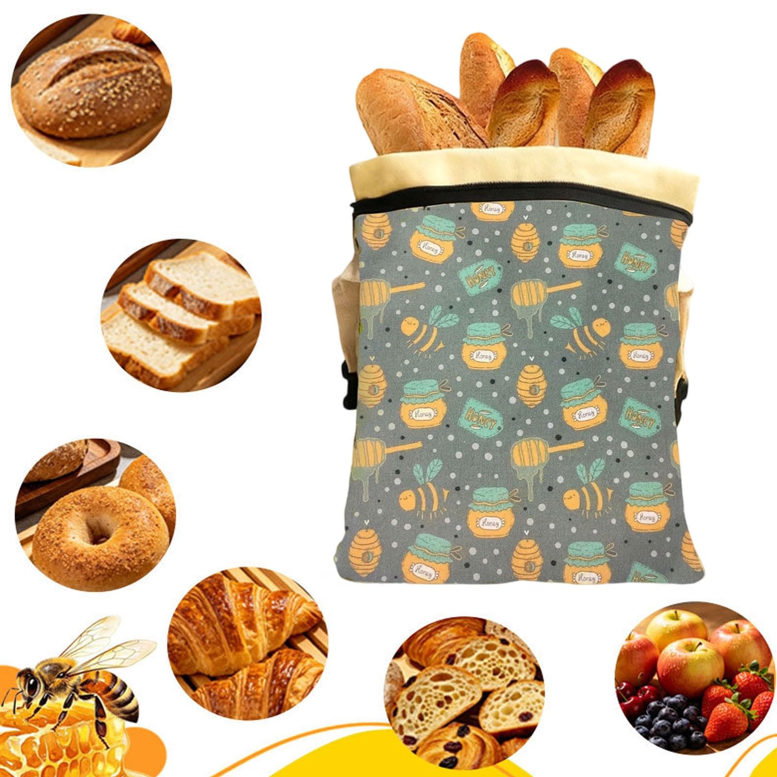 Aufbewahrungsbeutel aus Bienenwachs, wiederverwendbare Brotbeutel mit natürlichem Bienenwachsfutter, Schnallenverschluss, um selbstgemachtes Brot länger frisch zu halten, umweltfreundliche