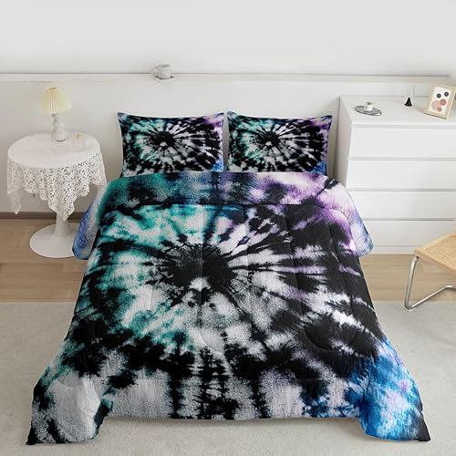 Miniatura 2 de Erosebridal Juego de edredón de teñido anudado, tamaño individual, juego de ropa de cama de tatuaje, edredón étnico de plumón para niños, niñas,