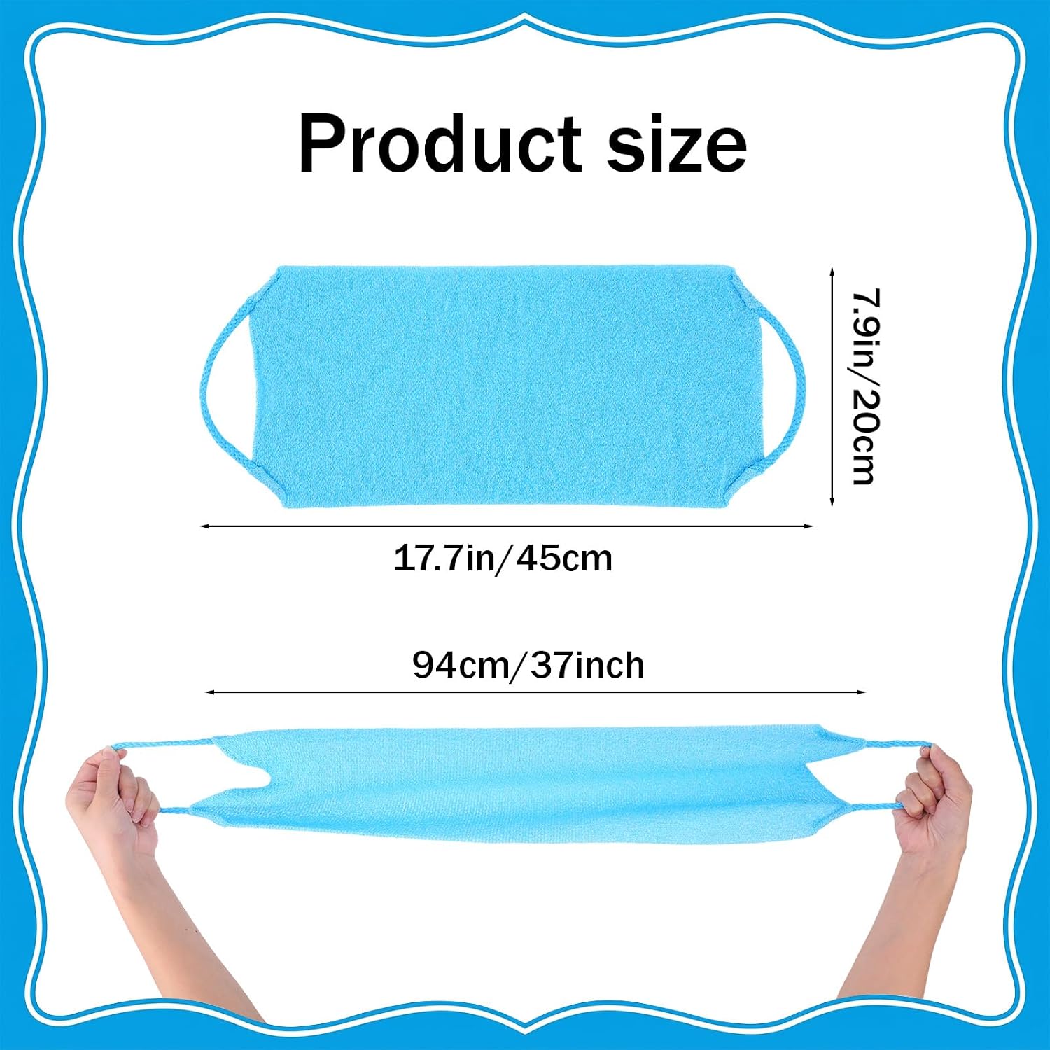 16pcs Back Scrubber for Shower with Handles Nylon Exfoliating Body Scrubber Set Stretchable Pull Strap Exfoliating Washcloth Loofah for Women Men Deep Cleaning Rough Body Scrubber 8 Colors