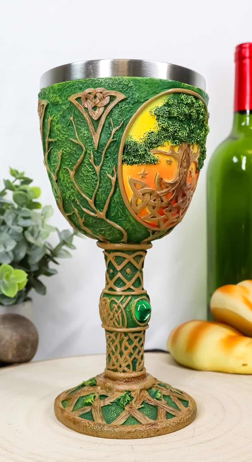 Ebros Gift Large Ancient Celtic Sacred Tree of Life Yggdrasil Wine Goblet Chalice Cup Figurine 8oz Symbol Of Rejuvenation Healing And Wisdom