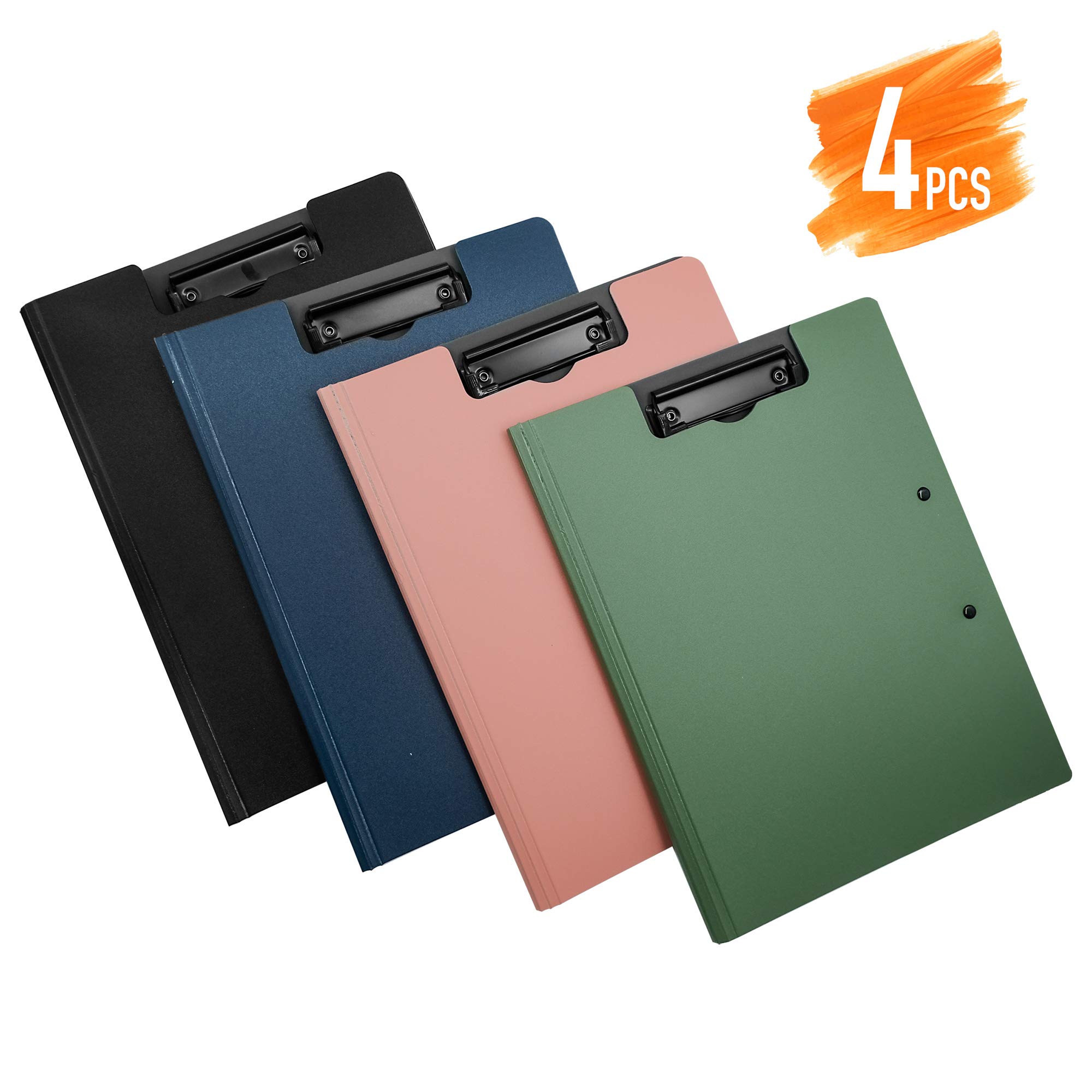 souG 4 portapapeles plegables, cubierta de 360°, perfecto para documentos privados, oficina, médico, escuela, entrevistas de trabajo, uso personal (negro, rosa, azul, verde)