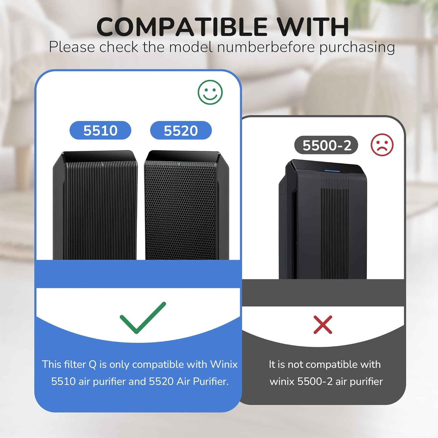 5510 5520 Replacement Filter Q Compatible with Winix 5510 5520 PlasmaWave Air Purifier, H13 True HEPA Filter and Activated Carbon Filter, Set of 2, Replace Part # 1712-0123-00 - Image 2