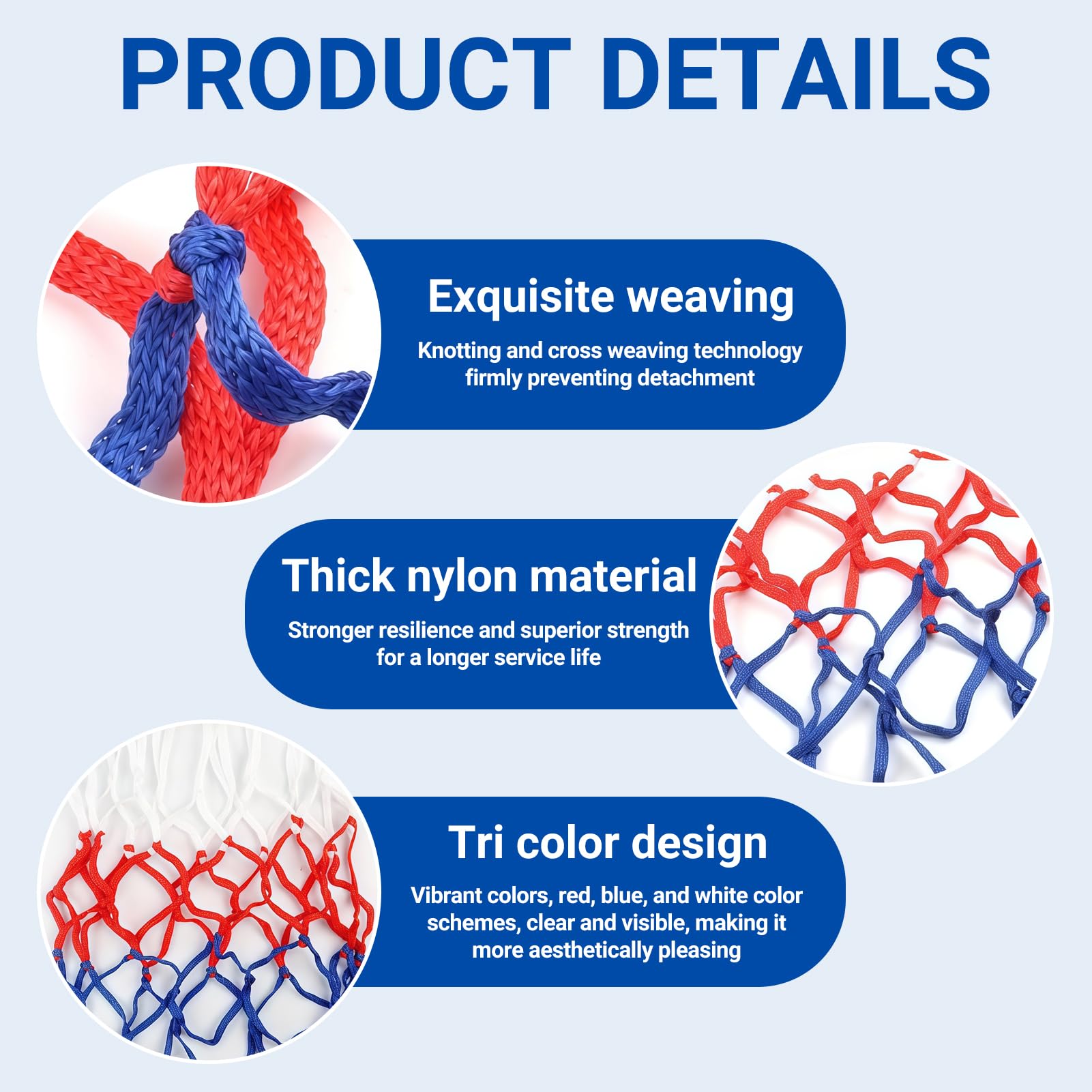 2 PCS Filet Basket en Polyester, Filet Panier Exterieur Résistant, Remplacement Durable pour Panier de Basket Extérieur, Usage Intérieur et Extérieur - 5