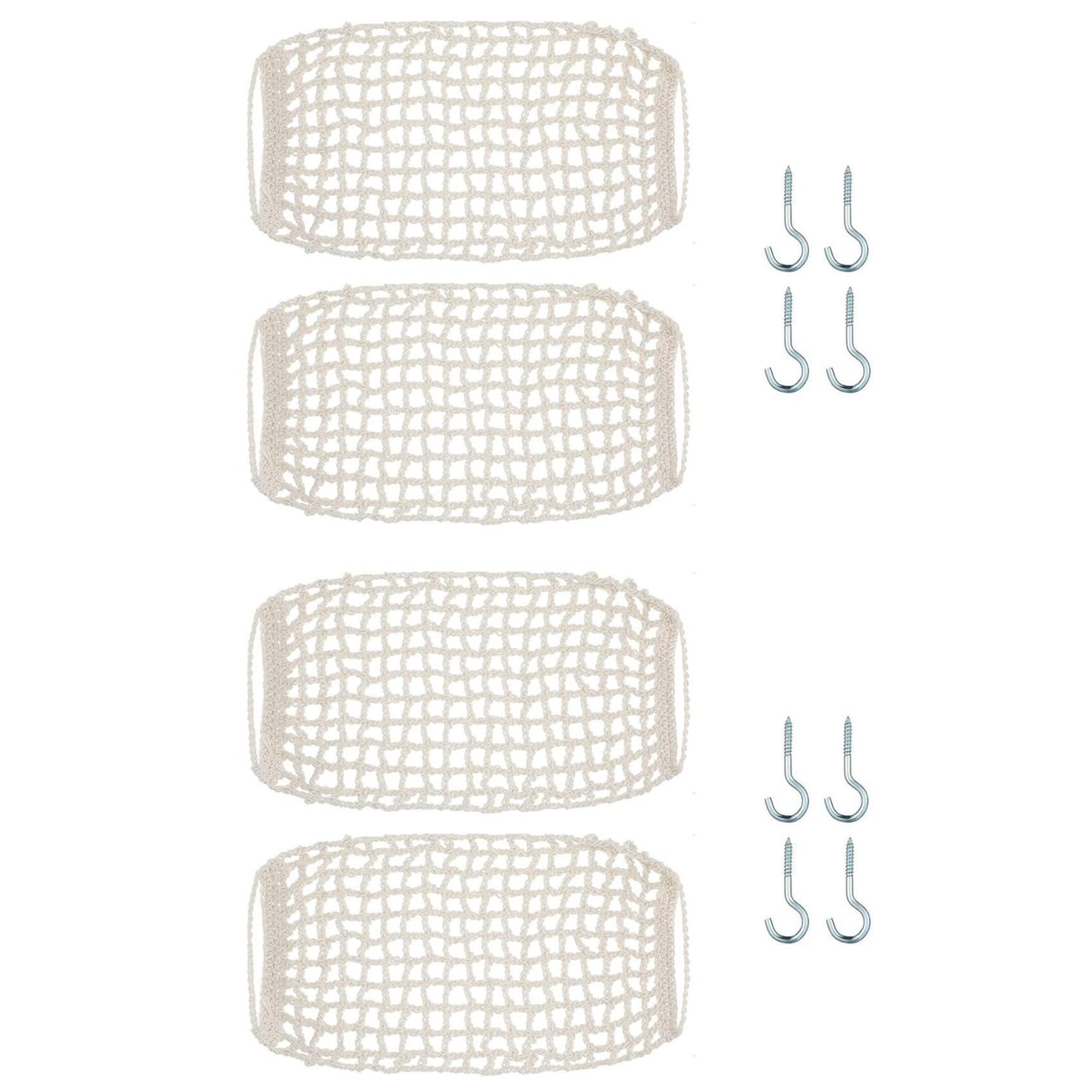 Hndhbfgrt 4 Pcs Macrame Fruit Hammock for Kitchen Under Cabinet Hanging Fruit Baskets Handwoven Decorative Fruit Net Bag