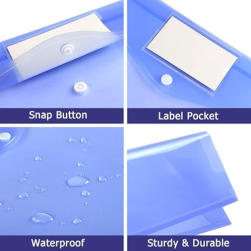 Miniatura 4 de Paquete de 6 carpetas transparentes para documentos, sobres de plástico, sobres de polietileno, sobres para archivos con bolsillo para etiquetas