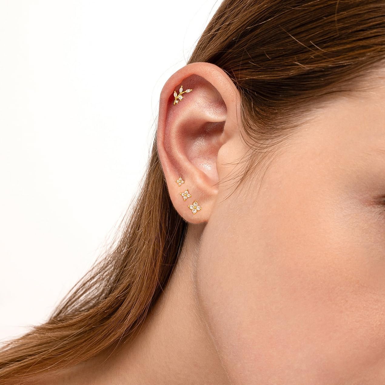 14K Gold Plated Stud Earrings for Women Trendy Hypoallergenic Gold Silver Cartilage Tragus Earring Set for Multiple Piercing Dainty Cute Small Helix Earrings Stack Jewelry for Men - Image 3