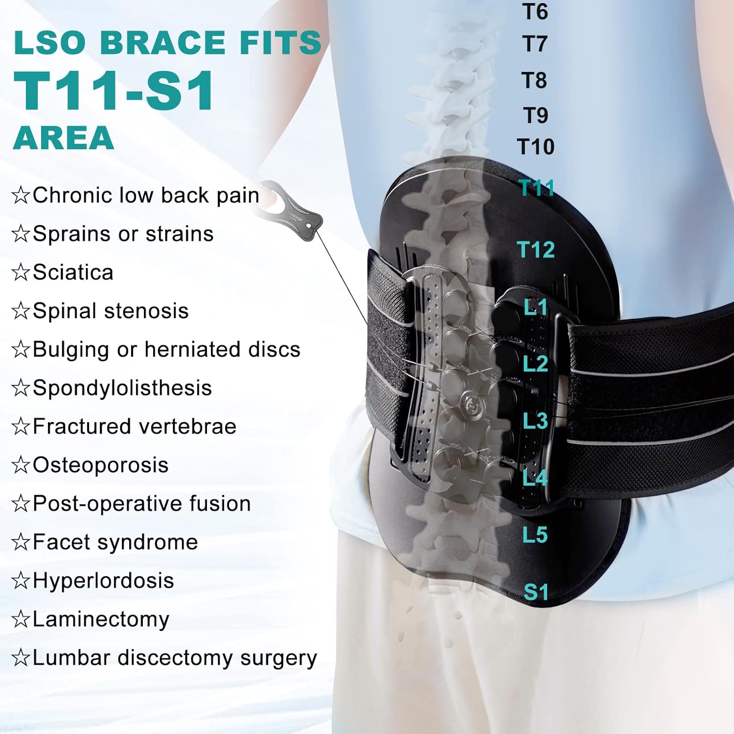 LSO Spine Decompression Support-Entire ARC Back Brace for Women & Men,3D PAD Plus Lumbosacral Corset Belt with Adjustable Pulley System Decompression Back Support for Sciatica,Herniated Discs