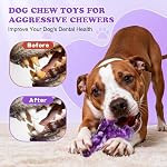 3Pack Jouets à croquer pour chien pour les brochettes agressives, Indestructible Interactive Jouets pour chien à croquette en nylon pour la race moyenne 15-60lbs, Jouet de dents pour les garder occupés, parfum de bacon (Purple)