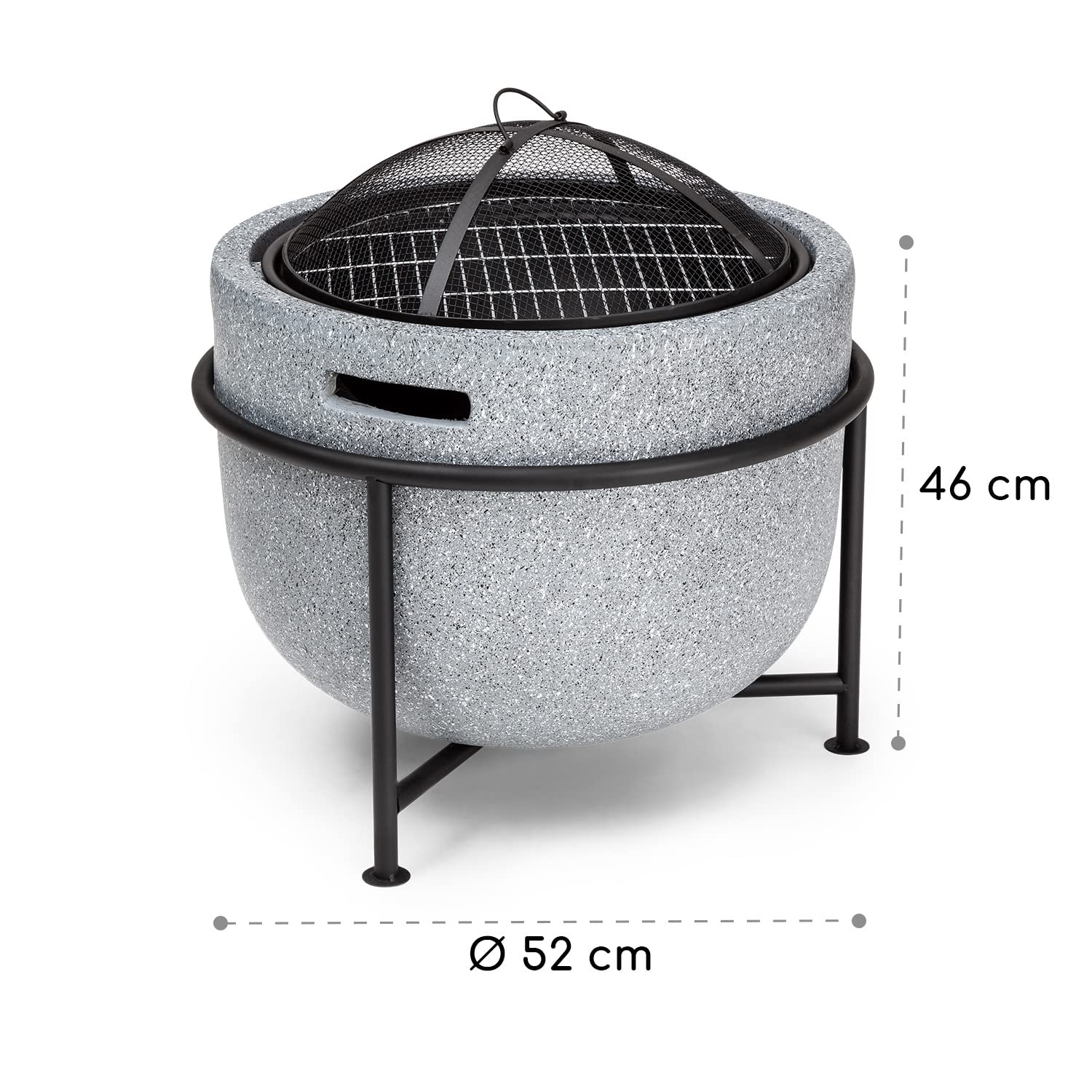 Blumfeldt Feuerschale, Tragbare Feuerstelle Outdoor, Feuerschalen für den Garten, Terrasse & Camping, Feuerschale mit Grillrost & Holzlagerfach, Sichere Stahlschale, Feuerstelle 52 x 46 x 52 cm