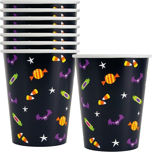 Vasos de papel desechables para gatos y calabazas, 8 unidades