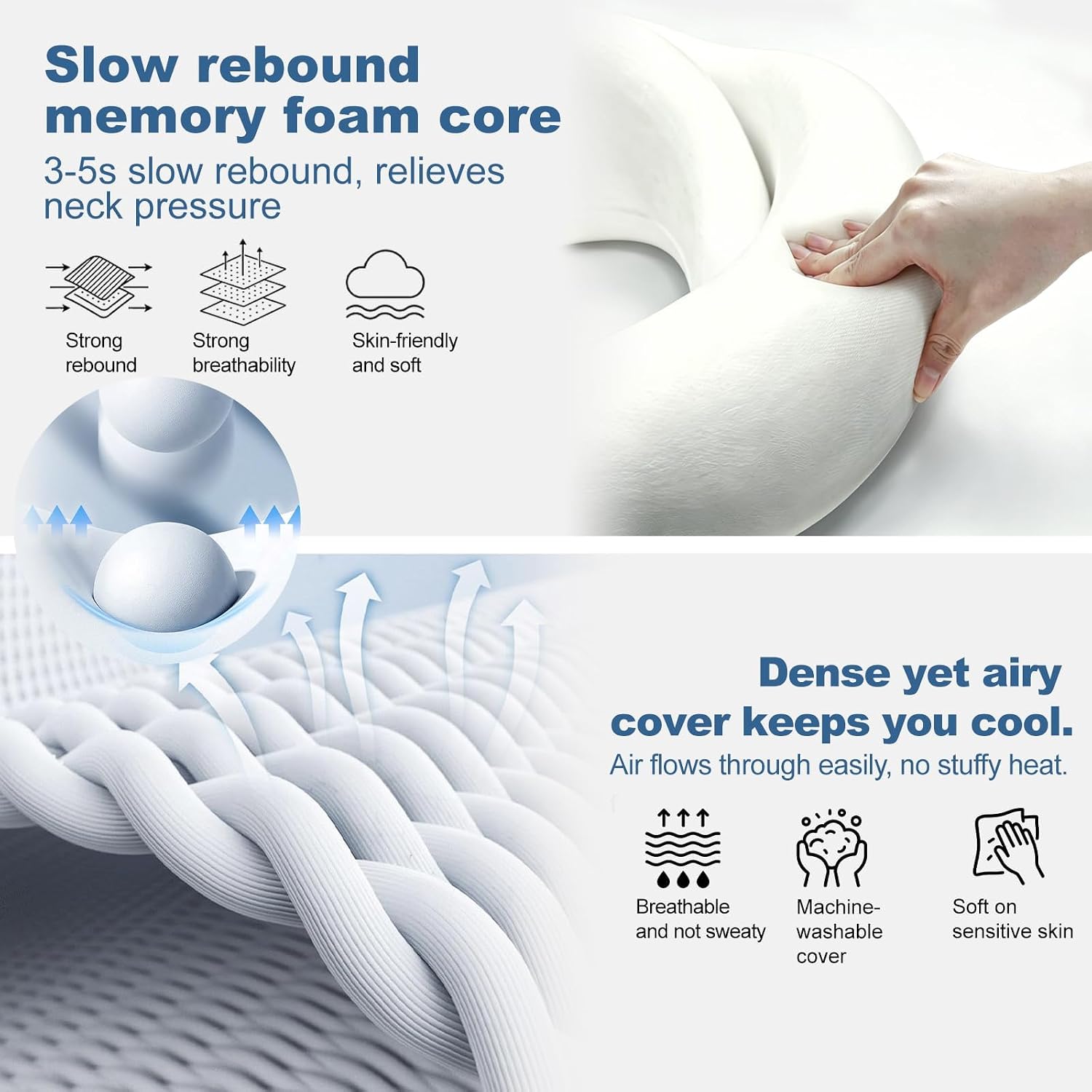 G-Shape Memory Foam Travel Pillow Super Comfort Neck Pillow Airplane 360°Support | Complete Sleep Kit: Eye Mask, Ear Plugs & Carry Bag |Airplane Pillow for Home, Car & Travel(Gray)