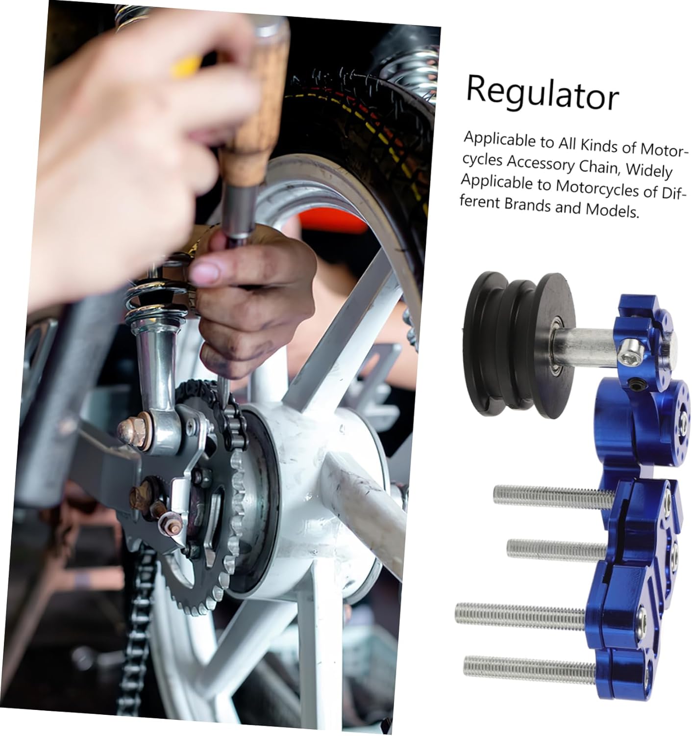Motorcycle Chain Adjuster Tensioner Kit Easy to Install Stylish Aluminum Alloy Design