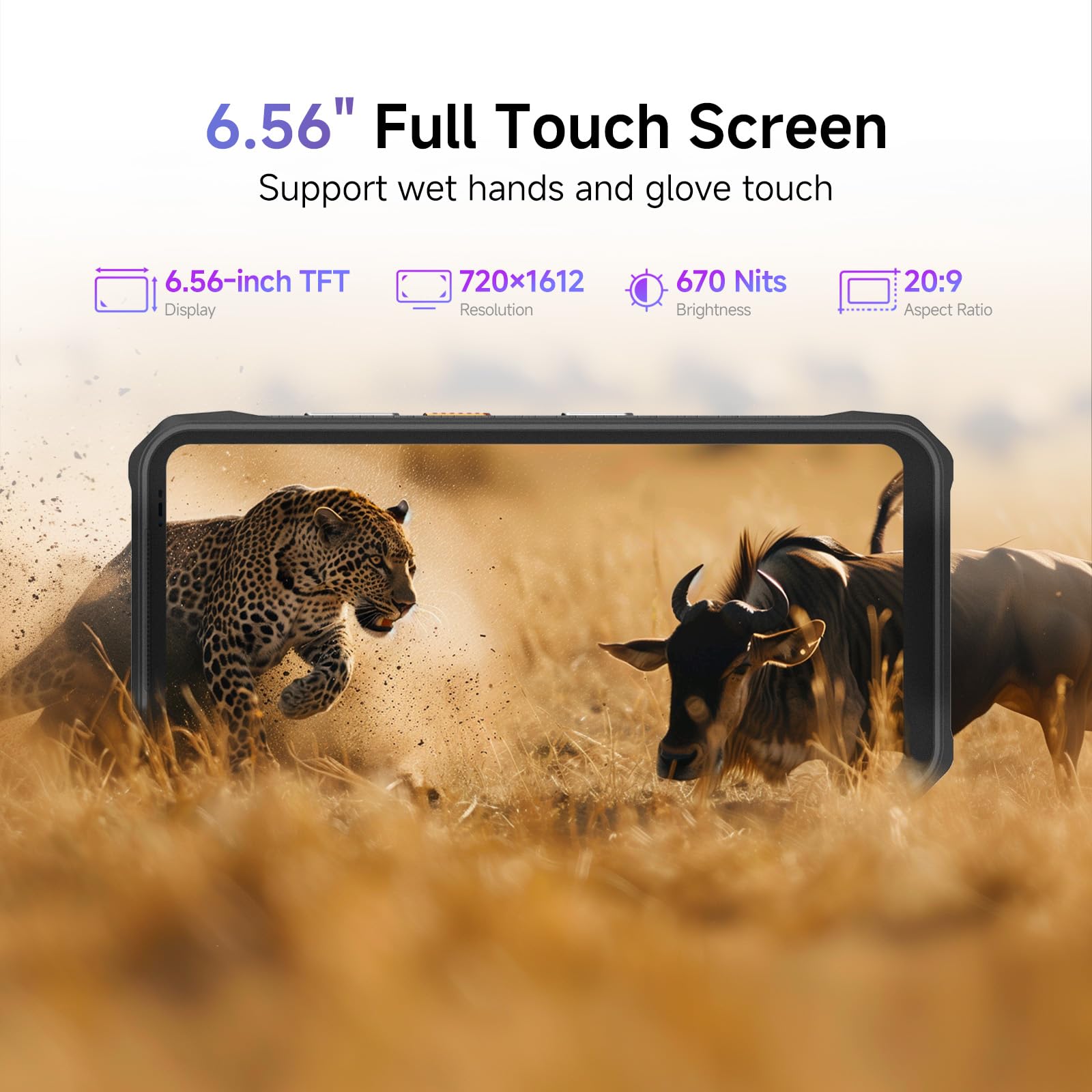 Scanner di codici a barre Android 14 H68T, PDA palmare con motore di scansione Zebra SE4710, 8GB+128GB, terminale dati robusto IP68, scanner di inventario per computer portatili a schermo intero da