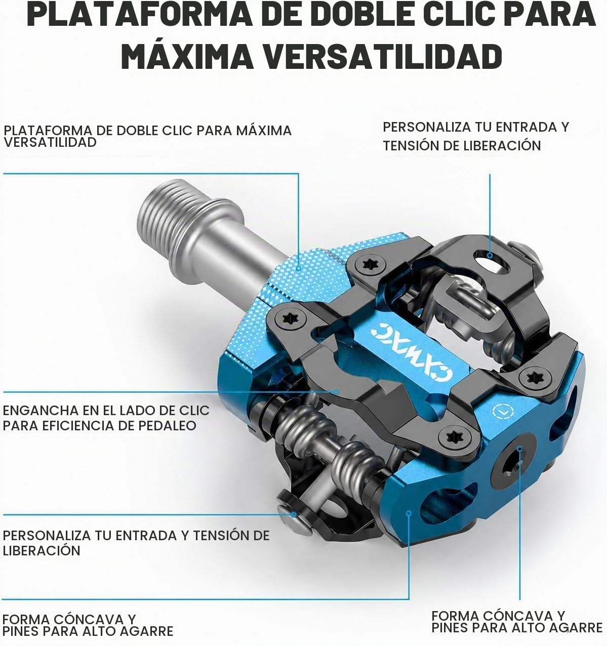 CXWXC Pedales de Bicicleta, con 3 rodamientos sellados, Pedal Plano y de Clic, Pedales Ligeros de Aluminio MTB de 9/16 Pulgadas con Tacos para MTB, Bicicleta de Carretera