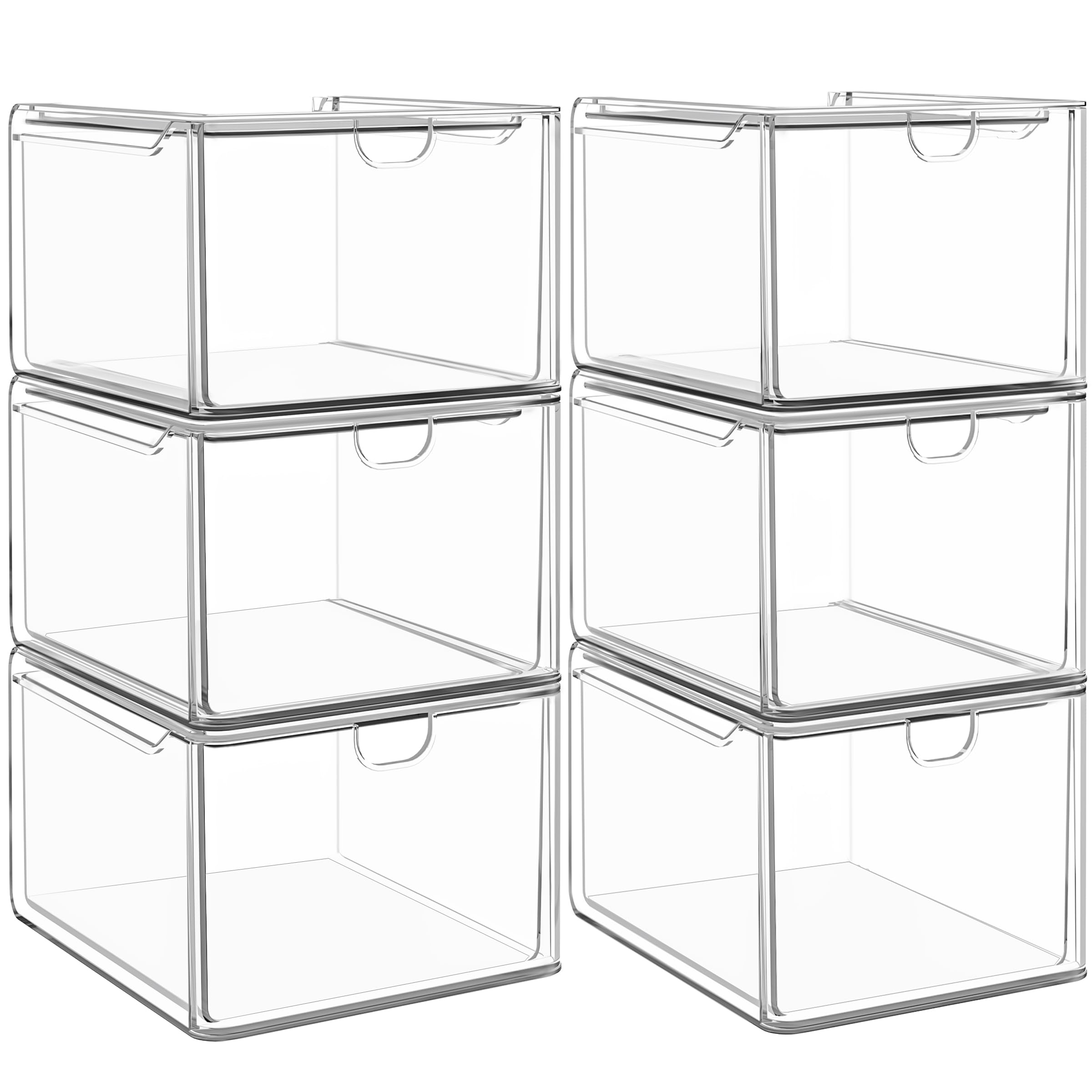 caktraie 6-Pack Stackable Acrylic Storage Drawers, Small
