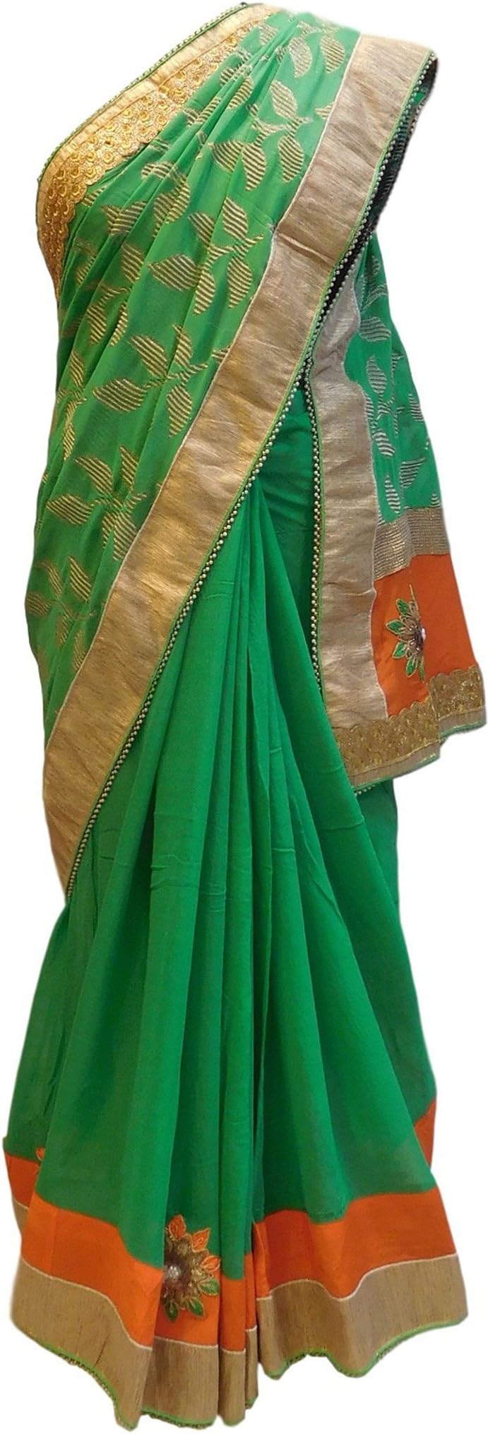 SMSAREE Green Designer Georgette Saree AZSAC193