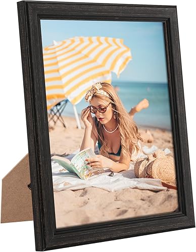 Juego de marcos de madera de 8x10 negro, marcos de fotos de madera natural de 10x8 pulgadas, moderno marco dorado de fotos de galería de 8 x 10
