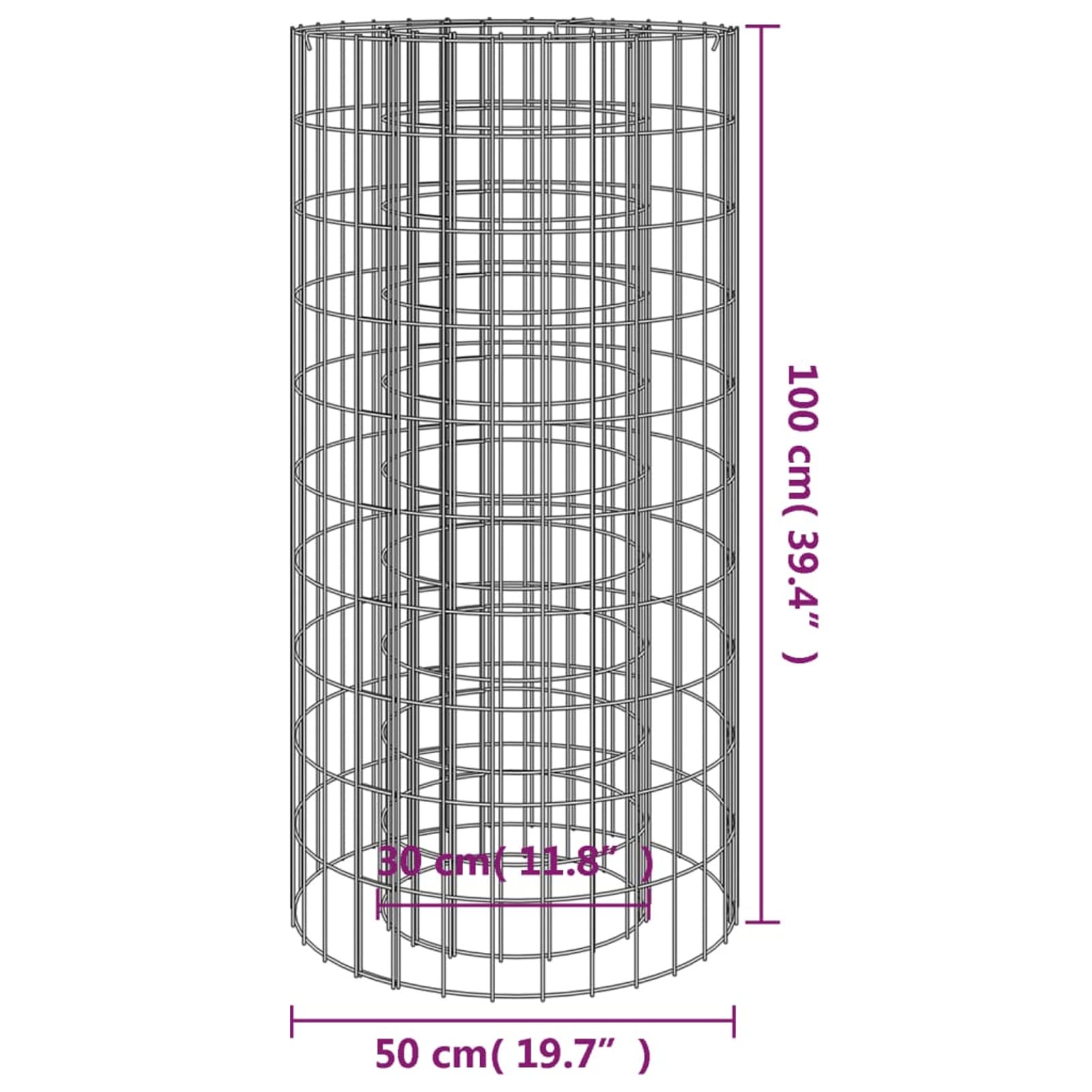 Caminetto a Gabbione Ø 50 cm Ferro Zincato-153559